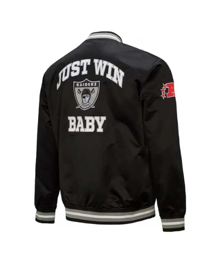 Alternative view of Oakland Raiders Just Win Baby Black Satin Jacket
