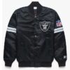 Las Vegas Raiders Starter Striped Black Bomber Satin Jacket