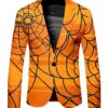 Orange Spider Web Printed Blazer
