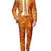 Orange Spider Web Printed Suit