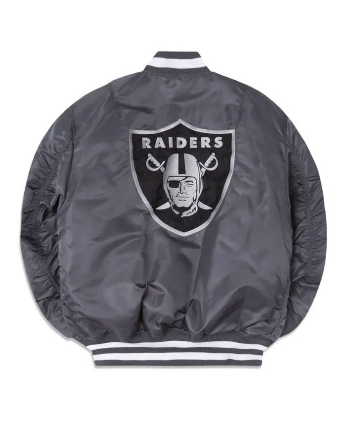 MA-1 Oakland Raiders Bomber Satin Jacket - Grey