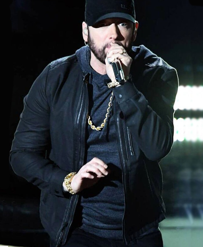 Oscars Awards Eminem Black Suede Jacket