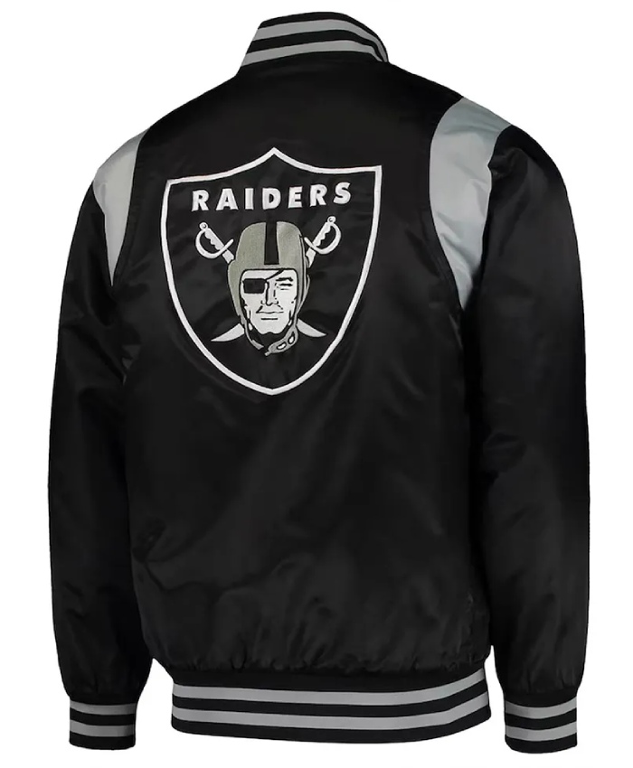 Las Vegas Raiders Prime Time Black and Silver Varsity Jacket