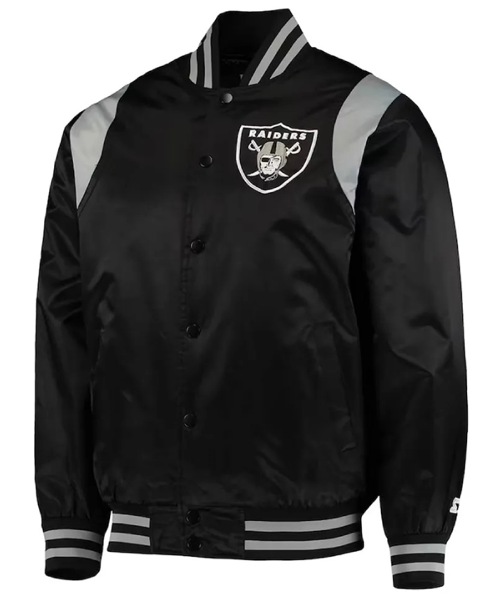 Prime Time Las Vegas Raiders Satin Full-Snap Black and Silver Jacket