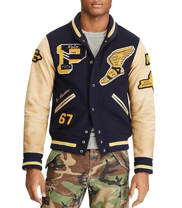 Ralph Lauren Letterman Wool Leather Jacket