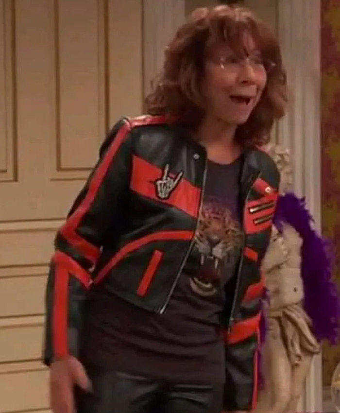 Raven's Home Tv Series Mindy Sterling Black and Red Leather Jacket