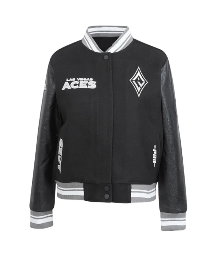 Las Vegas Aces Retro Classics Rib Black Varsity WoolLeather Jacket