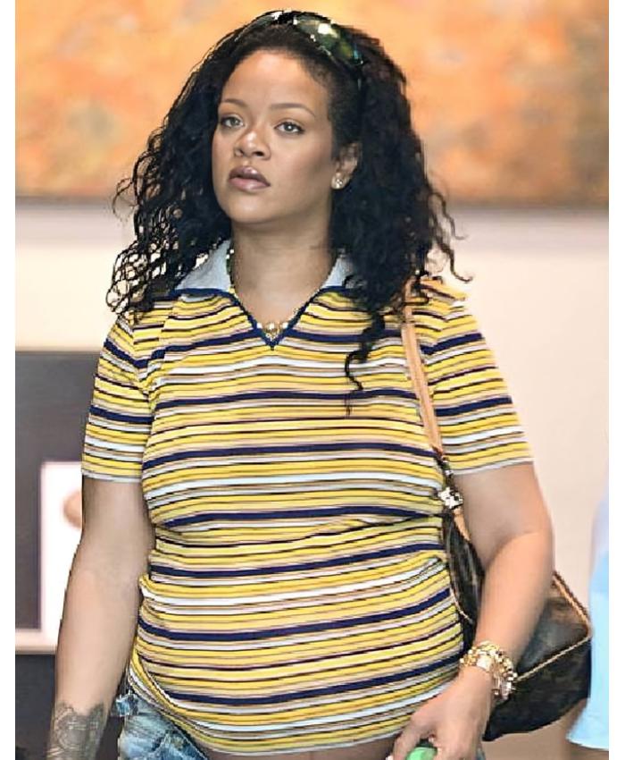 Rihanna Los Angeles Multicolor Striped T-Shirt