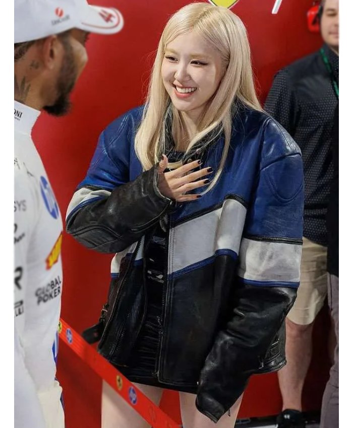 Rosé Miami Grand Prix Racer Multicolor Leather Jacket