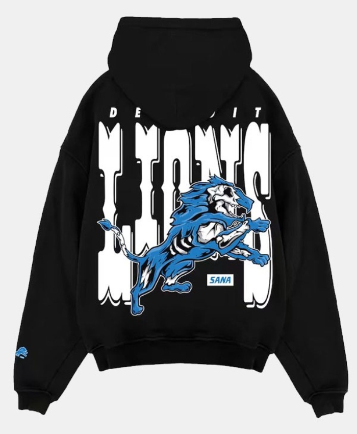 SANA x Detroit Lions Skeleton Black Unisex Hoodie