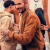 Save Our Squad David Beckham Brown Suede Leather Jacket