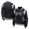 Las Vegas Raiders Teddy Full-Zip Black Varsity Bomber Jacket