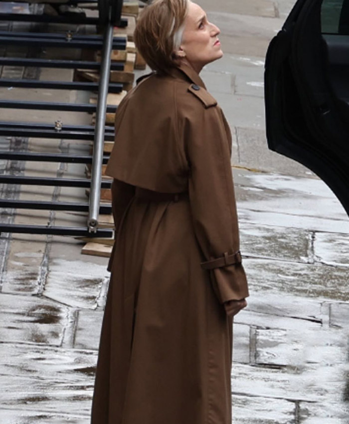 Slow Horses Tv Series Kristin Scott Thomas Brown Cotton Trench Coat