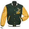 Snoop Dogg Green and Yellow Long Beach Letterman Jacket