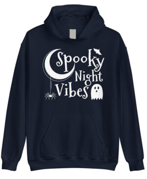 Spooky Night Vibes Dark Blue Hoodie