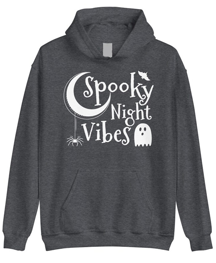 Spooky Night Vibes Grey Hoodie