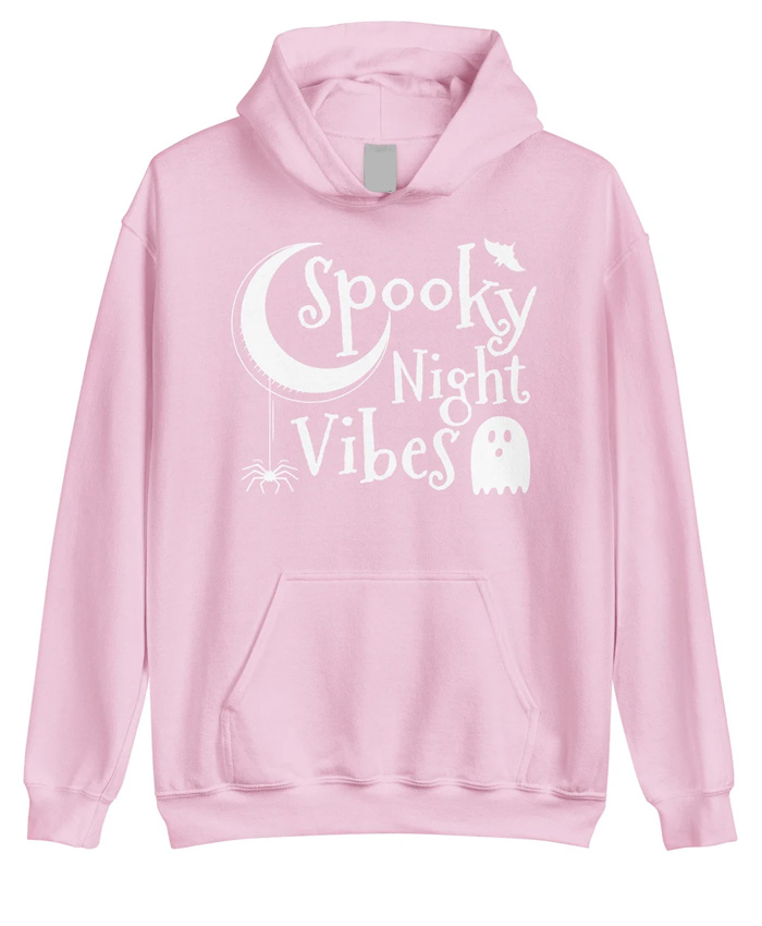 Spooky Night Vibes Pink Hoodie