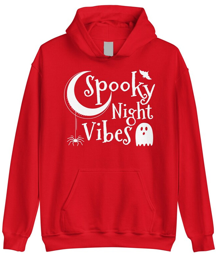 Spooky Night Vibes Red Hoodie