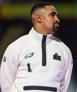 Buy Super Bowl LIX Opening Jalen Hurts Eagles White Zip Up Jacket