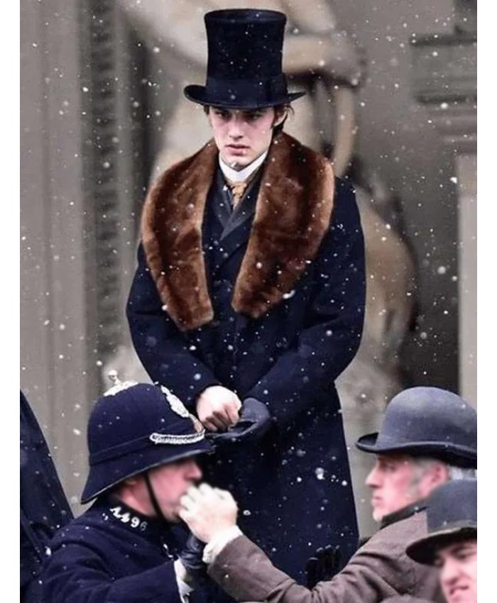 Shop Louis Partridge House of Guinness Black Wool Coat