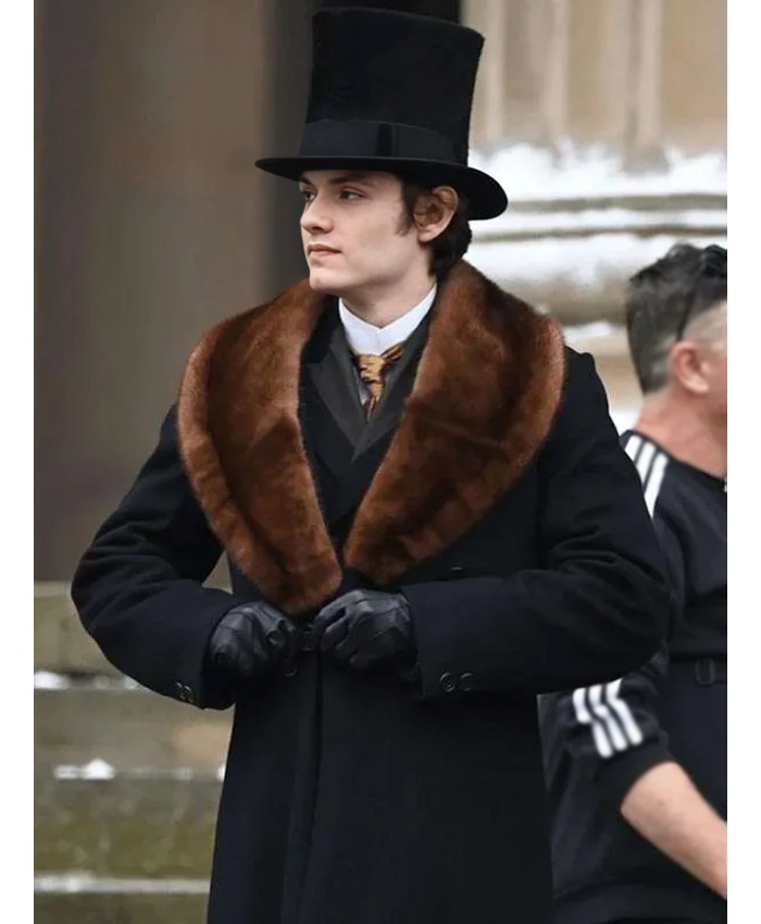 Louis Partridge House of Guinness Black Wool Coat