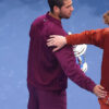 Tennis Player Carlos Alcaraz US Open Maroon Satin Jacket
