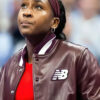 Tennis Player Coco Gauff US Open NB Burgundy Leather Varsity Jacket