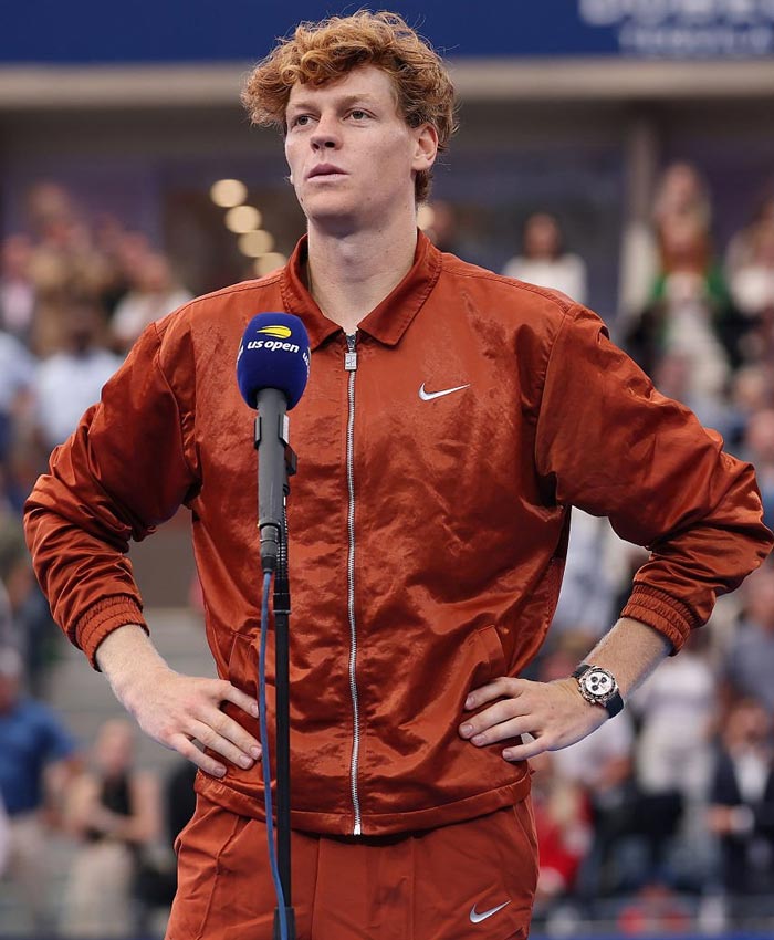 Tennis Player Jannik Sinner US Open Orange Satin Jacket