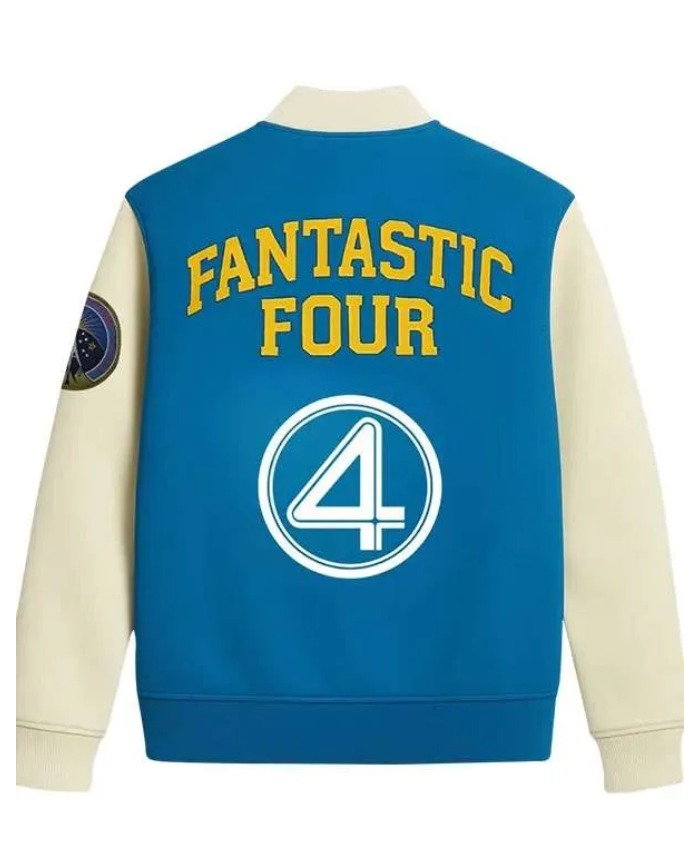 The Fantastic Four First Steps Blue and White Varsity Bomber Unisex Jacket