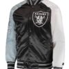 Las Vegas Raiders Starter The Reliever Black Varsity Satin Jacket