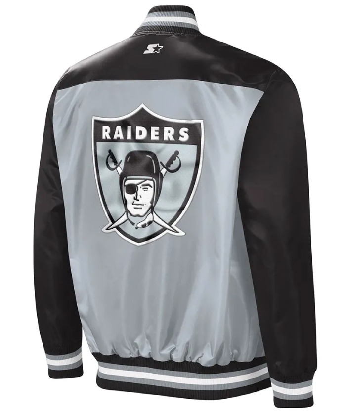 Starter Black and Grey Las Vegas Raiders The Tradition II Satin Full-Snap Jacket