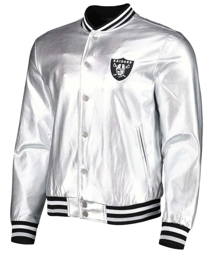 Shop LA Raiders The Wild Collective Silver Metallic Jacket