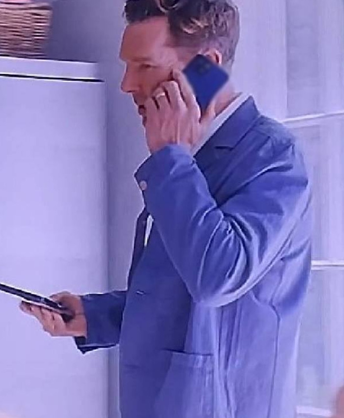 Theo Rose Blue Cotton Blazer Jacket