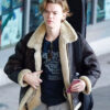 Thomas Brodie-Sangster B3 Dark Brown Leather Shearling Jacket