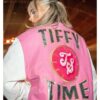 Tiffany Stratton Tiffy Time Pink and White Varsity Jacket