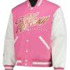 Shop Tiffany Stratton Tiffy Time Pink and White Varsity Jacket