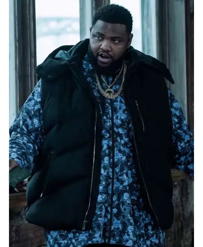 Mayor of Kingstown S03 Deverin Washington Black Puffer Vest