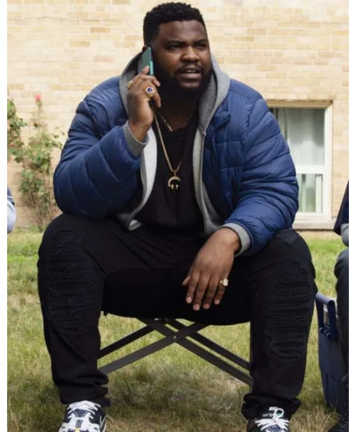 Tobi Bamtefa Mayor of Kingstown Deverin Bunny Washington Blue Puffer Jacket