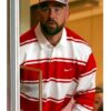 Travis Kelce Red and White Striped Rugby Shirt