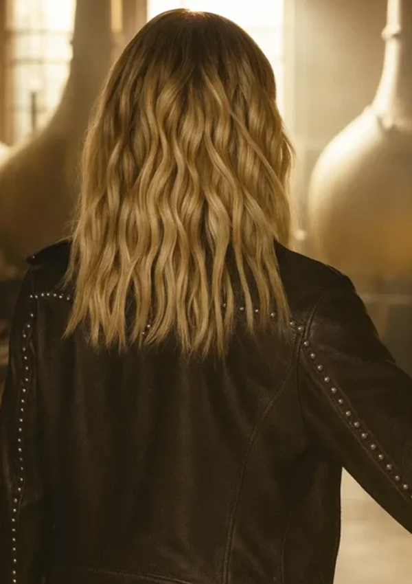 Tulsa King Bella Heathcote Studded Black Leather Jacket