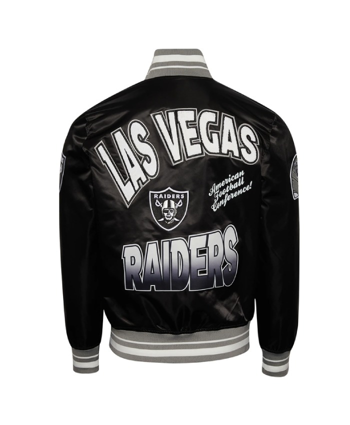 Alternative view of Las Vegas Raiders Turn It Up M Classic Rib Black Satin Jacket
