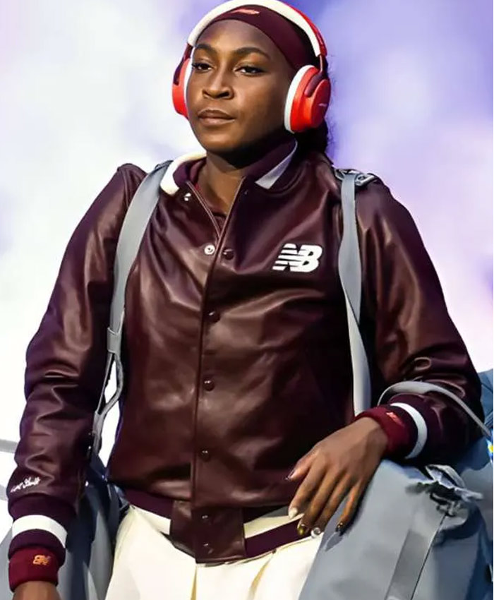 US Open 2025 Coco Gauff Leather Varsity Jacket