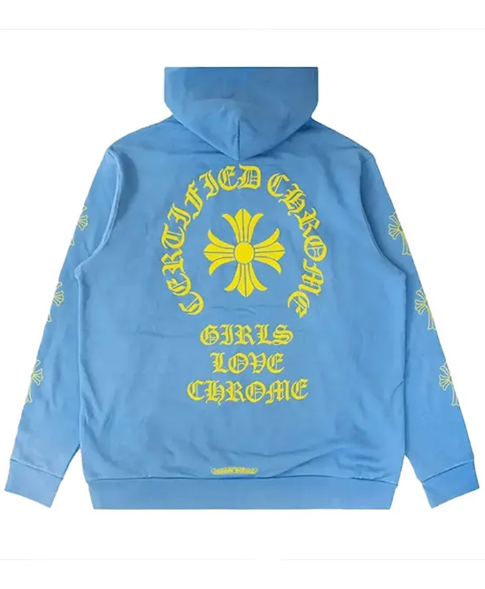 Unisex Chrome Hearts x Drake Girls Love Chrome Blue Hoodie