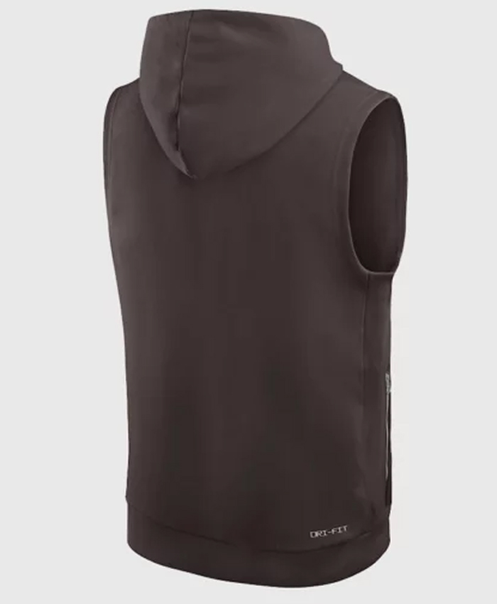 Unisex Cleveland Browns 2025 Sleeveless Brown Hoodie