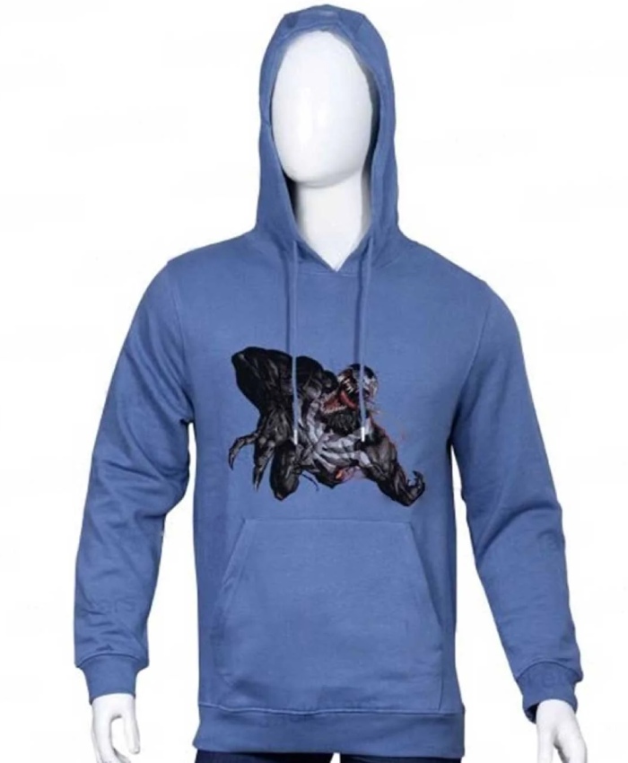 Venom Printed Halloween Blue Hoodie