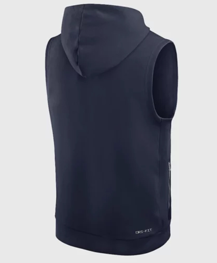 Unisex New England Patriots Sideline Sleeveless Navy Blue Hoodie