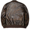 Unisex Pelle Pelle Brown Distressed Leather Bomber Jacket