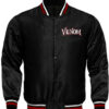 Unisex Venom Black Satin Varsity Jacket