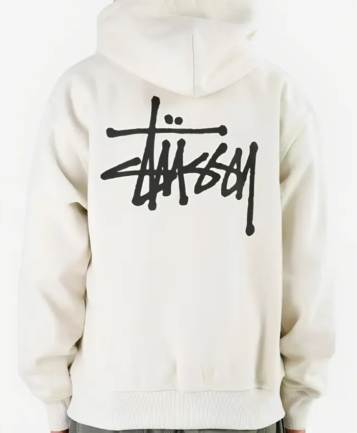 Unisex White Stussy Pullover Style Hoodie