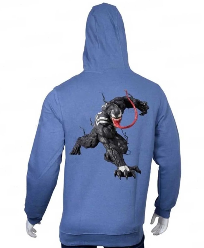 Unisex Halloween Venom Printed Blue Hoodie